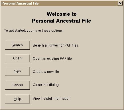 PAF initial opening screen